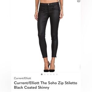 Current/Elliott Black Leather Detail Pants